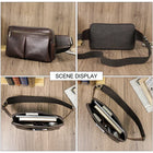 Riñonera Deportiva de Cuero Genuino para Hombre - Bolso Bandolera para iPad Mini 8,3
