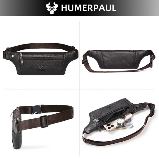 Riñonera de Cuero Vintage para Hombre - Bolso de Piel de Vestir