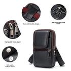 Riñonera de cuero vintage para hombre - Bolso pequeño cruzado de piel