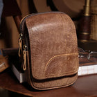 Riñonera Deportiva de Cuero Vintage para Hombre - Bolsa de Cintura Resistente para Exteriores