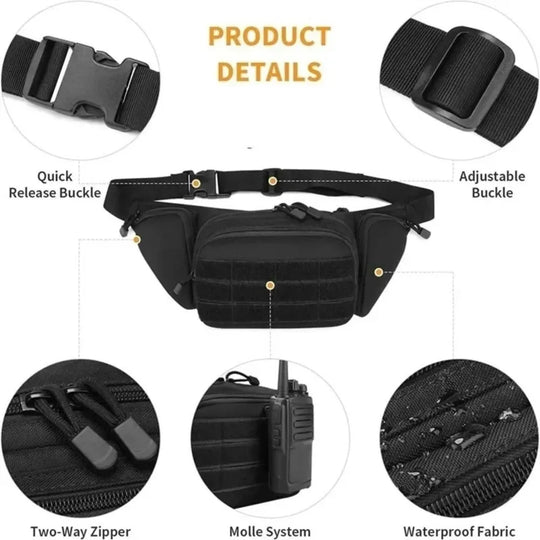 Riñonera Táctica Multifuncional para Hombre de Nylon - Bolso de Cintura Deportivo de Gran Capacidad