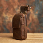 Riñonera Deportiva de Cuero Genuino con Hebilla - Bolsa de Cintura para Hombre