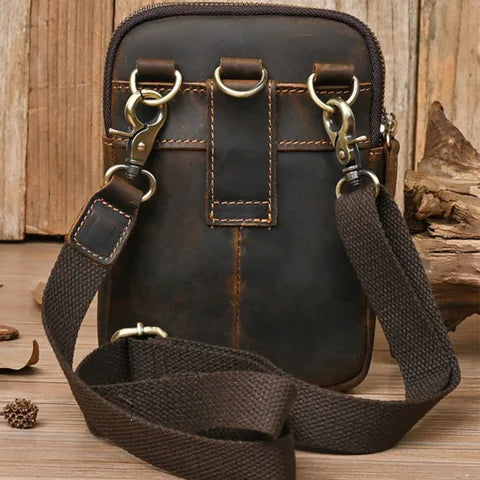 Riñonera Deportiva Hombre Piel Genuina - Bolso Bandolera Móvil