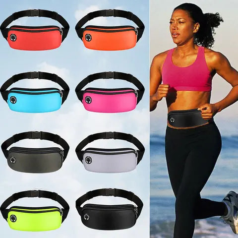Riñonera Deportiva Negra para Teléfono - Bolsa de Cintura Ajustable