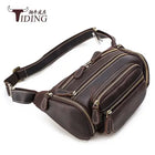 Riñonera Deportiva de Cuero Genuino para Hombre - Vintage con Múltiples Bolsillos