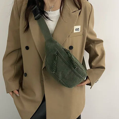 Riñonera Deportiva de Terciopelo - Bolsa Bandolera Moderna y Elegante