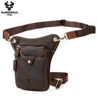 Riñonera de Cuero Genuino para Hombre con Múltiples Bolsillos - Bolsa de Cadera para Moto, Viaje y Aire Libre