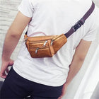 Riñonera Deportiva de Cuero Genuino y PU - Bolsa de Cintura para Hombre