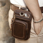 Riñonera de Cuero Genuino para Hombre - Bolso Móvil Retro y Táctico