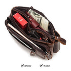 Riñonera de Cuero para Hombre - Bolsa Cinturón de Viaje con Bolsillo para Móvil