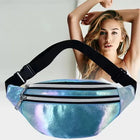 Riñonera Deportiva Impermeable Holográfica - Bolsa de Cintura para Senderismo, Ciclismo y Running