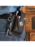 Riñonera Deportiva Hombre Cuero - Bolsa Táctica Retro para Móvil