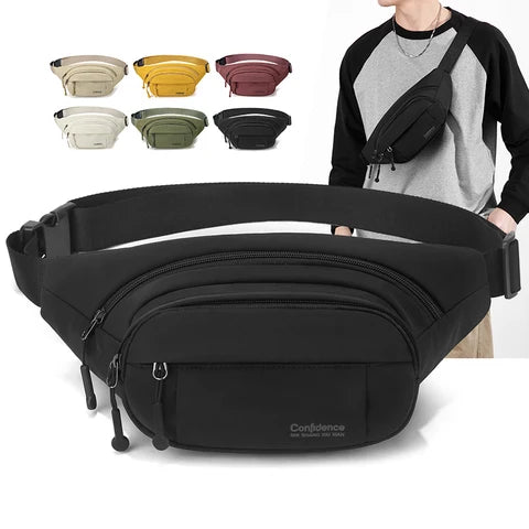 Riñonera Deportiva Grande Impermeable con Múltiples Bolsillos