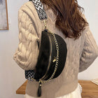 Riñonera de Cuero para Mujer - Bolso Bandolera Ajustable con Cadena Elegante