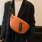 Riñonera Deportiva Mujer: Bolso Cintura Cuero Sintético con Cadena