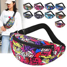 Riñonera Deportiva Impermeable con Estampado Floral - Bolsa de Cintura Grande y Portátil para Viajes y Deporte