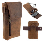 Riñonera Deportiva de Cuero Retro con Múltiples Bolsillos y Funda para Móvil