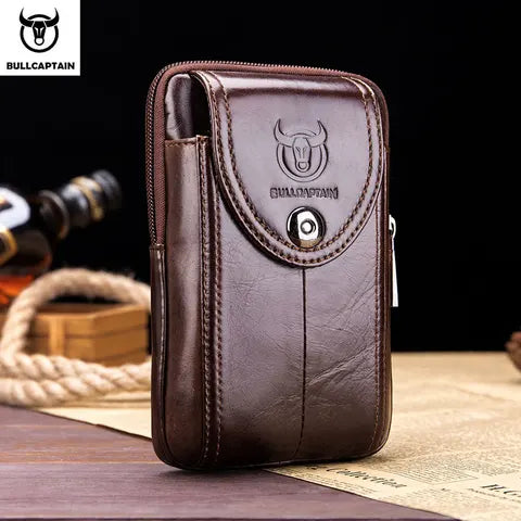 Riñonera Deportiva de Cuero para Hombre - Bolsa de Cintura Militar con Compartimentos MOLLE