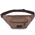 Riñonera Deportiva Hombre - Bolsa de Cintura de Lona Resistente con 3 Cremalleras