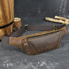 Riñonera Hombre Cuero Genuino - Bolso Bandolera Pequeño Multifuncional para Viaje