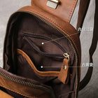 Riñonera de Cuero Genuino Crazy Horse para Hombre - Bolso Bandolera Vintage Retro, Compatible con iPad 7.9 Pulgadas