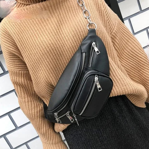 Riñonera Deportiva Mujer: Bolso Bandolera Ancha de Piel Sintética