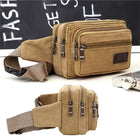Riñonera Deportiva Hombre - Bolsa Multifuncional de Lona con Múltiples Bolsillos