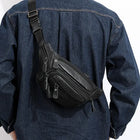 Riñonera Deportiva de Cuero Genuino para Hombre - Bolso Bandolera de Viaje