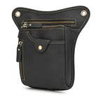 Riñonera Deportiva Vintage de Cuero para Motociclista - Bolsa de Cadera Multifuncional