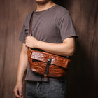 Riñonera de Cuero Vintage para Hombre - Bolso Bandolera Multifuncional
