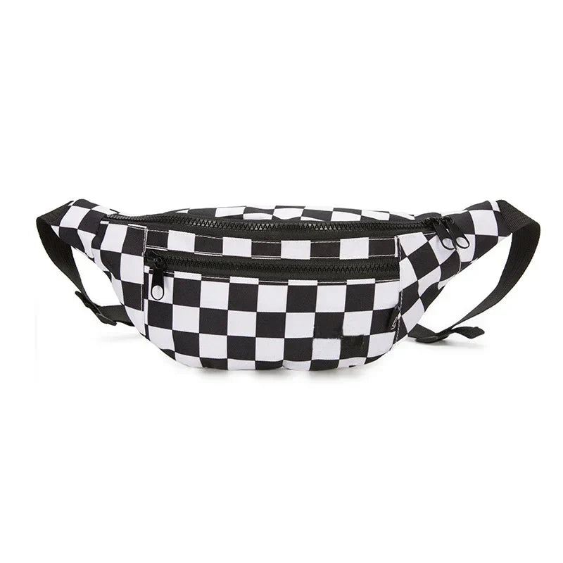 Riñonera de Moda para Mujer - Bolso de Cintura Plaid Hip Hop con Bolsillo para Celular