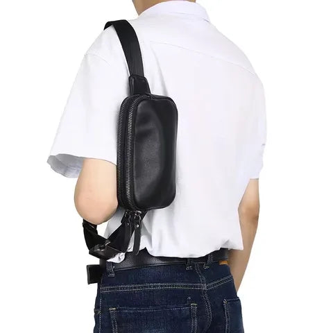 Riñonera Deportiva de Cuero Genuino - Bolsa Mini Porta Teléfono