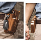 Riñonera Deportiva de Cuero Genuino - Bolso Vintage Multibolsillos para Hombre