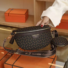Riñonera Deportiva Elegante para Mujer con Estampado de Letras y Cinturón Ancho