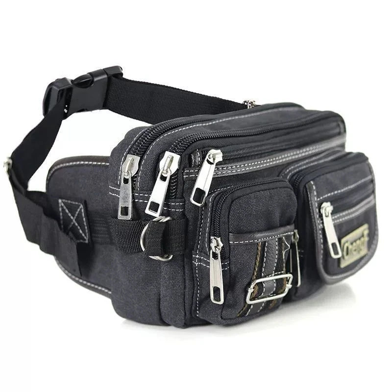 Riñonera Deportiva para Hombre - Bolso Multibolsillos con Cremallera
