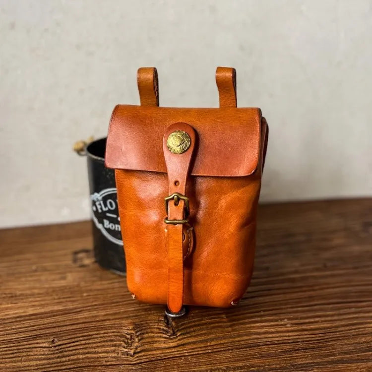Riñonera de Cuero Vintage para Hombre - Bolso de Piel de Vestir Mini