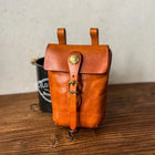 Riñonera de Cuero Genuino para Hombre - Bolso Pequeño Vertical Vintage con Solapa