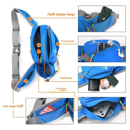 Riñonera Running Deportiva de Nylon con Portabotellas Ajustable para Senderismo y Trail