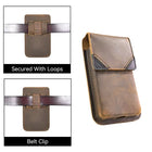 Riñonera Deportiva de Cuero Crazy Horse Vintage para Hombre - Pequeña Cartera para Teléfono