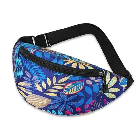 Поясная сумка с цветочным узором, портативная водонепроницаемая поясная сумка большой емкости с принтом, нейлоновая сумка через плечо, спортивный дорожный карман для телефона