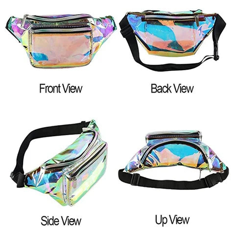 Riñonera Deportiva Holográfica Impermeable - Bolsa Pechera PVC Láser