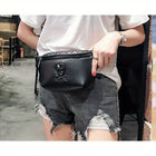 Riñonera Deportiva Grande de Cuero con Calavera - Bolsa de Cintura para Hombre