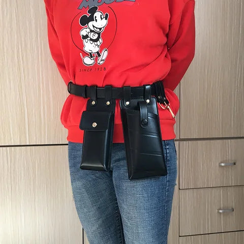 Riñonera Deportiva 2 Unidades - Bolso Táctico de Imitación Piel Estilo Hip Hop para Mujer