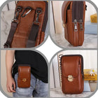 Riñonera Deportiva de Cuero Genuino - Bolsa Portátil para Hombre, Viajes y Uso Diario