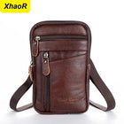 Riñonera Deportiva Vintage de Cuero para Hombre - Bolsa de Cintura con Bucle para Cinturón