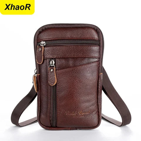 Riñonera Deportiva Vintage de Cuero para Hombre - Bolsa de Cintura con Bucle para Cinturón