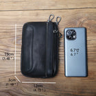 Riñonera de Cuero Genuino para Hombre - Bolso Móvil Multifuncional con Portatarjetas y Monedero