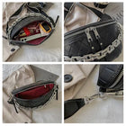 Riñonera Deportiva de Cuero para Mujer con Cadena - Mini Bolso Bandolera Elegante