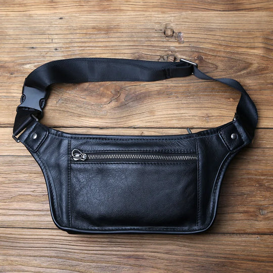 Riñonera de Cuero Genuino para Hombre - Bolso de Cintura y Pecho de Cuero Suave