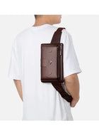 Riñonera Deportiva de Cuero Genuino para Hombre - Bolso Bandolera Impermeable y de Gran Capacidad
